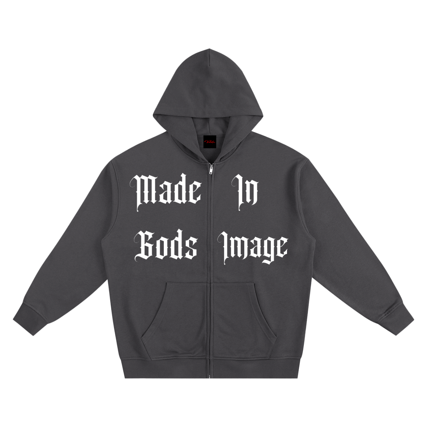 Made In Gods Image Zip Up Hoodie | White Text